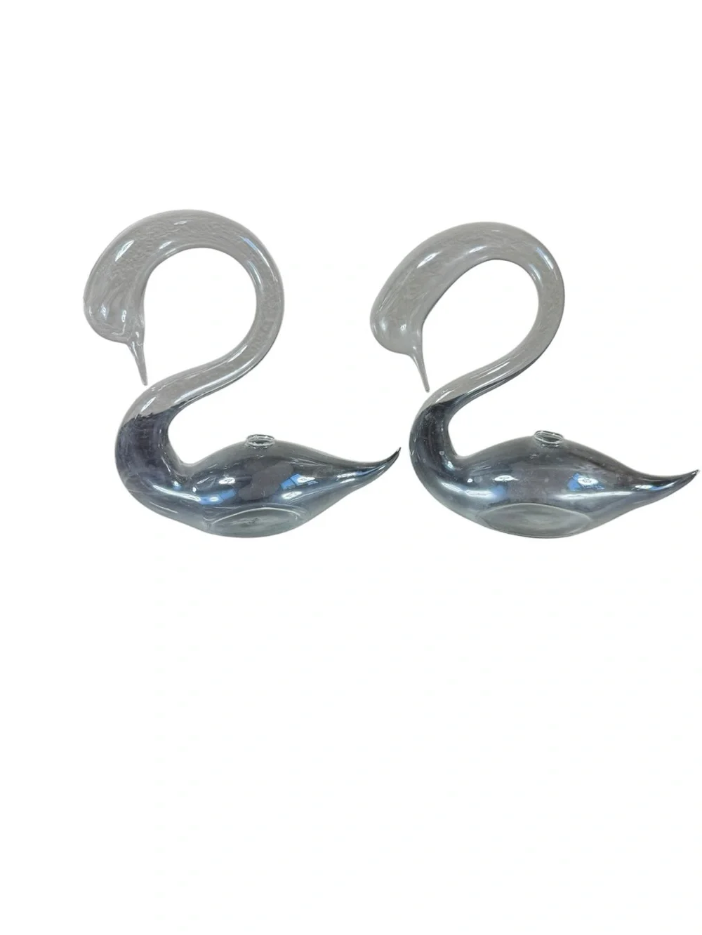 Glass Swan Flower Vases Set of Two